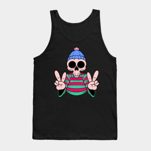 cool peace skull cartoon Tank Top